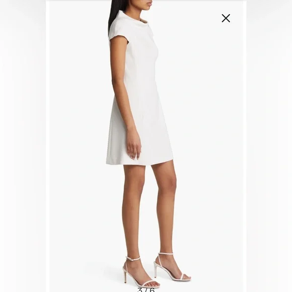 Harper Rose White Mock Neck A-Line Dress Size 6| Chic Minimalist Cap Sleeve - Picture 5 of 16